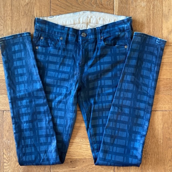 7 For All Mankind never worn skinny jeans, laser plaid print, coated, 27 - Picture 1 of 11